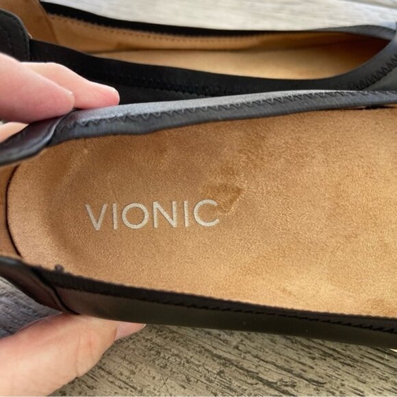 Vionic Carroll Black Leather Ballet Flats Womens - Picture 5 of 7